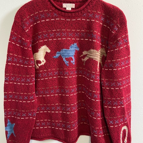 Vintage Red Horse Knit Sweater - Picture 4 of 9
